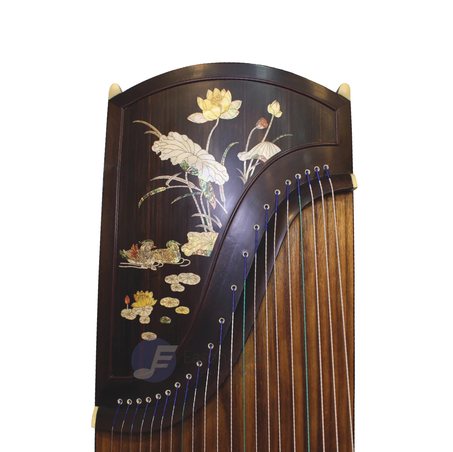 Eason Music Store Professional Black Rosewood "Shell Inlay Mandarin Duck" 21# Guzheng By Shanghai Dunhuang Yun 3 Eason Music Store Professional Black Rosewood "Shell Inlay Mandarin Duck" 21# Guzheng By Shanghai Dunhuang Yun